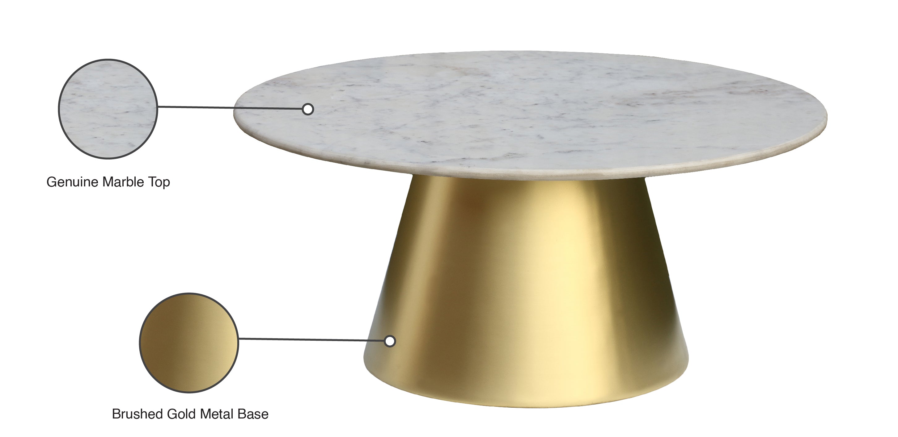 Meridian Furniture Sorrento Round Marble Coffee Table - Thumbnail 5