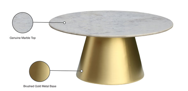 Sorrento Marble / Metal Contemporary  Coffee table - 36" W x 36" D x 16.5" H