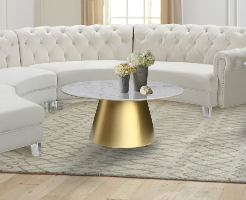 Sorrento Marble / Metal Contemporary  Coffee table - 36" W x 36" D x 16.5" H