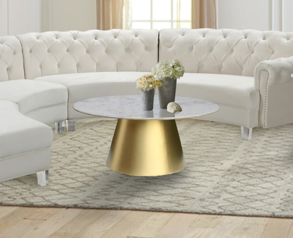 Sorrento Marble / Metal Contemporary  Coffee table - 36" W x 36" D x 16.5" H