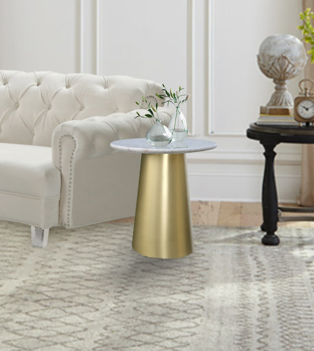Sorrento Marble / Metal Contemporary  End Table - 20" W x 20" D x 20" H
