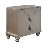 Bling Game Traditional 2-drawer Nightstand Metallic Platinum