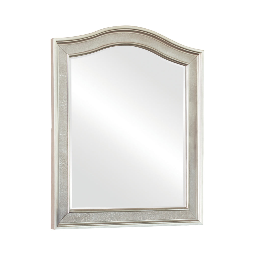 Contemporary Arched Top Vanity Mirror Metallic Platinum