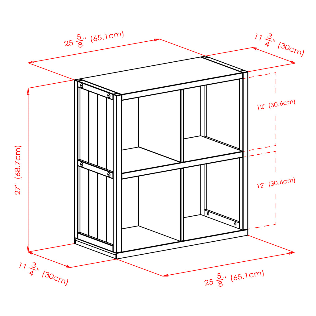 Winsome Wood Timothy 5-Piece Set, 2x2 Grid Shelf & 4 Fabric Baskets 20452-WINSOMEWOOD