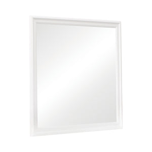 Louis Philippe Elegant Beveled Edge Square Mirror - Modern White Finish for Stylish Decor & More