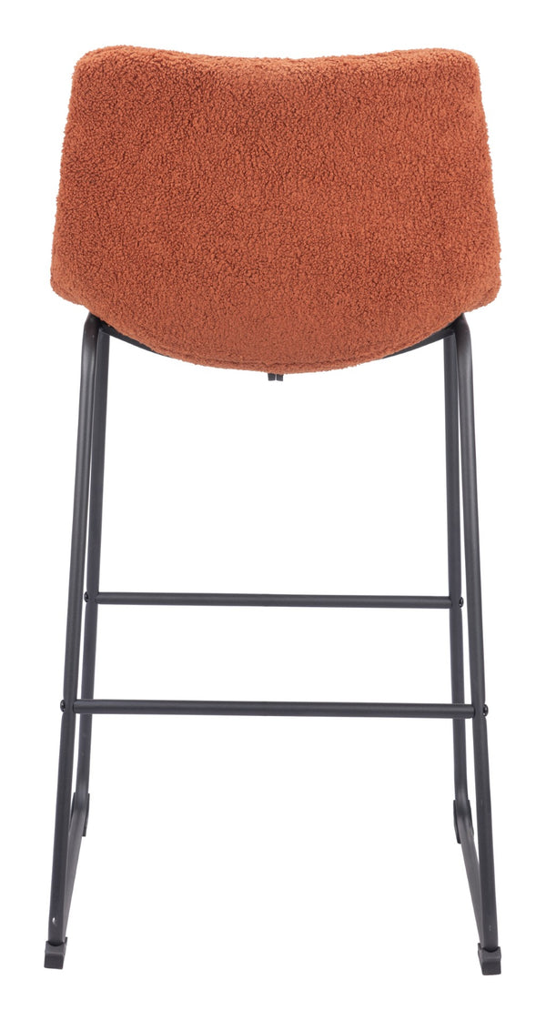 Zuo Modern Smart 100% Polyester, Plywood, Steel Transitional Commercial Grade Barstool Set - Set of 2 Burnt 100% Polyester, Plywood, Steel