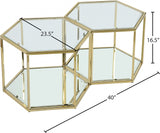 Sei Glass / Stainless Steel Contemporary Brushed Gold Coffee Table - 40" W x 23.5" D x 16.5" H