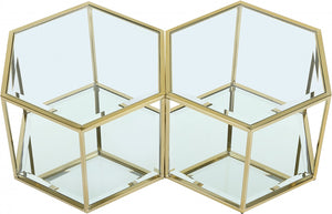 Sei Glass / Stainless Steel Contemporary Brushed Gold Coffee Table - 40" W x 23.5" D x 16.5" H
