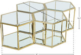 Sei Glass / Stainless Steel Contemporary Brushed Gold Coffee Table - 40" W x 58" D x 16.5" H