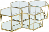 Sei Glass / Stainless Steel Contemporary Brushed Gold Coffee Table - 40" W x 58" D x 16.5" H