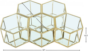 Sei Glass / Stainless Steel Contemporary Brushed Gold Coffee Table - 60" W x 40.5" D x 16.5" H