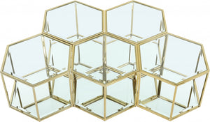 Sei Glass / Stainless Steel Contemporary Brushed Gold Coffee Table - 60" W x 40.5" D x 16.5" H