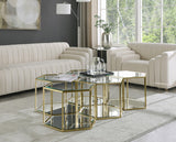 Sei Glass / Stainless Steel Contemporary Brushed Gold Coffee Table - 60" W x 40.5" D x 16.5" H