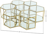 Sei Glass / Stainless Steel Contemporary Brushed Gold Coffee Table - 60" W x 58" D x 16.5" H