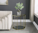 Sei Glass / Stainless Steel Contemporary Brushed Gold End Table - 20" W x 23.5" D x 23.5" H