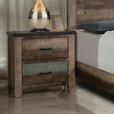 Sembene Country Rustic 2-drawer Nightstand Antique Multi-color