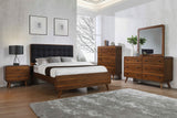 Robyn Traditional Bed with Upholstered Headboard Dark Walnut