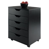Winsome Wood Halifax 5-Drawer Mobile Cabinet, Black 20519-WINSOMEWOOD