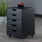 Winsome Wood Halifax 5-Drawer Mobile Cabinet, Black 20519-WINSOMEWOOD