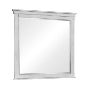 Franco Antique White Rectangular Mirror - Rustic Chic Design for Stylish Vanity Spaces & Decor