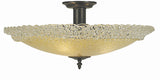 3-Light Mahogany Bronze Brocatto Flush / Semi-Flush Mount