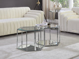 Sei Glass / Stainless Steel Contemporary Chrome Coffee Table - 40" W x 23.5" D x 16.5" H