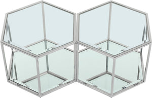 Sei Glass / Stainless Steel Contemporary Chrome Coffee Table - 40" W x 23.5" D x 16.5" H