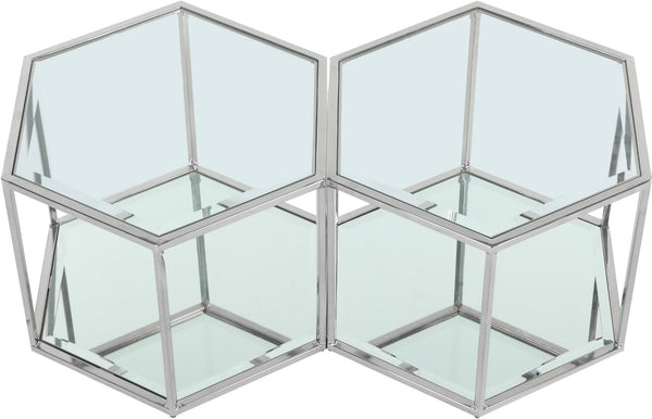 Sei Glass / Stainless Steel Contemporary Chrome Coffee Table - 40" W x 23.5" D x 16.5" H