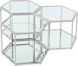 Sei Glass / Stainless Steel Contemporary Chrome Coffee Table - 40" W x 40" D x 16.5" H