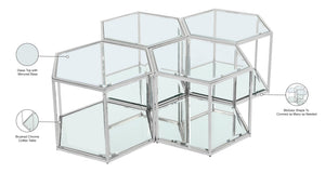 Sei Glass / Stainless Steel Contemporary Chrome Coffee Table - 40" W x 58" D x 16.5" H