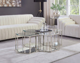 Sei Glass / Stainless Steel Contemporary Chrome Coffee Table - 40" W x 58" D x 16.5" H