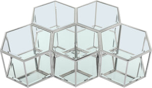 Sei Glass / Stainless Steel Contemporary Chrome Coffee Table - 60" W x 40.5" D x 16.5" H