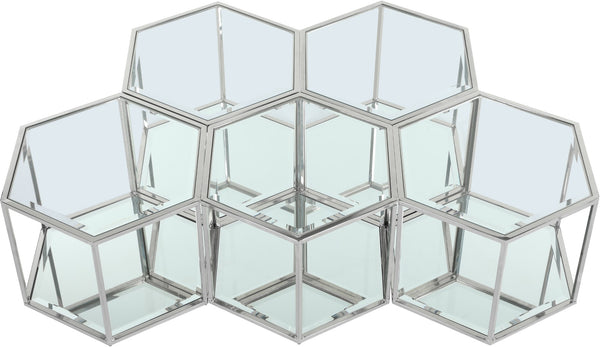 Sei Glass / Stainless Steel Contemporary Chrome Coffee Table - 60" W x 40.5" D x 16.5" H