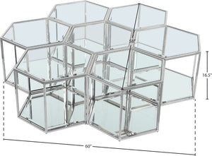 Sei Glass / Stainless Steel Contemporary Chrome Coffee Table - 60" W x 58" D x 16.5" H