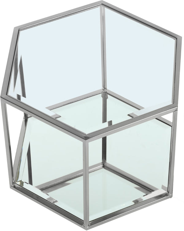 Sei Glass / Stainless Steel Contemporary Brushed Chrome Coffee Table - 20" W x 23.5" D x 16.5" H