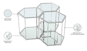 Sei Glass / Stainless Steel Contemporary Chrome End Table - 40" W x 40" D x 23.5" H