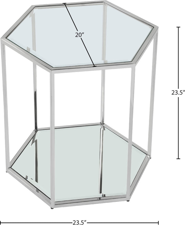Sei Glass / Stainless Steel Contemporary Brushed Chrome End Table - 20" W x 23.5" D x 23.5" H