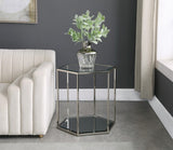 Sei Glass / Stainless Steel Contemporary Brushed Chrome End Table - 20" W x 23.5" D x 23.5" H