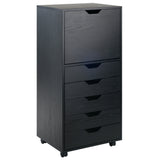 Halifax 5-Drawer Mobile High Cabinet, Black