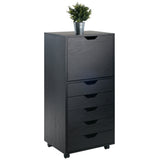 Winsome Wood Halifax 5-Drawer Mobile High Cabinet, Black 20616-WINSOMEWOOD