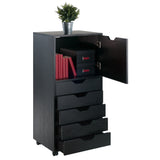 Winsome Wood Halifax 5-Drawer Mobile High Cabinet, Black 20616-WINSOMEWOOD