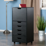 Winsome Wood Halifax 5-Drawer Mobile High Cabinet, Black 20616-WINSOMEWOOD