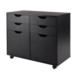 Winsome Wood Halifax 2 Section Mobile Storage Cabinet, Black 20622-WINSOMEWOOD