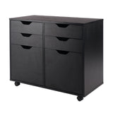 Winsome Wood Halifax 2 Section Mobile Storage Cabinet, Black 20622-WINSOMEWOOD