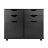 Winsome Wood Halifax 2 Section Mobile Storage Cabinet, Black 20622-WINSOMEWOOD