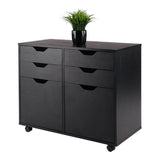 Winsome Wood Halifax 2 Section Mobile Storage Cabinet, Black 20622-WINSOMEWOOD