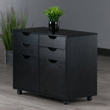 Winsome Wood Halifax 2 Section Mobile Storage Cabinet, Black 20622-WINSOMEWOOD