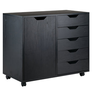 Winsome Wood Halifax 5-Drawer Mobile Side Cabinet, Black 20630-WINSOMEWOOD