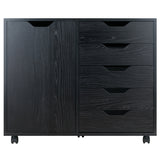 Winsome Wood Halifax 5-Drawer Mobile Side Cabinet, Black 20630-WINSOMEWOOD