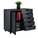 Winsome Wood Halifax 5-Drawer Mobile Side Cabinet, Black 20630-WINSOMEWOOD